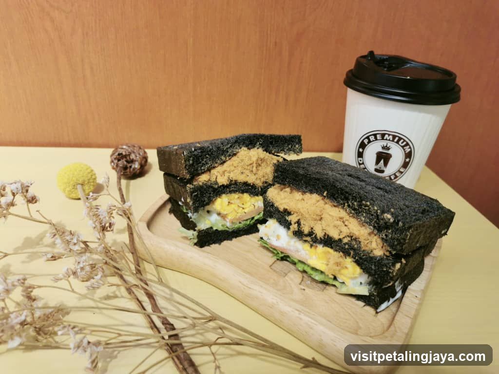 Black Bread Sandwich with Coffee