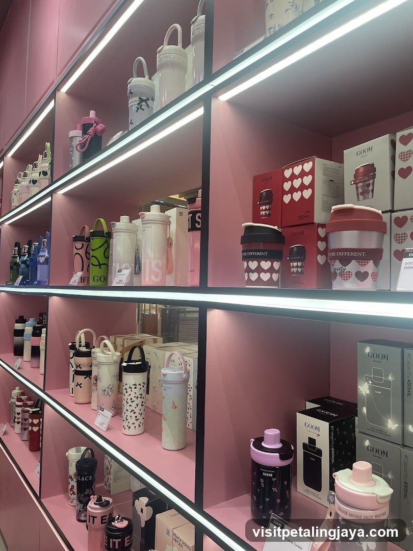 Pink Water Bottle Display Shelf