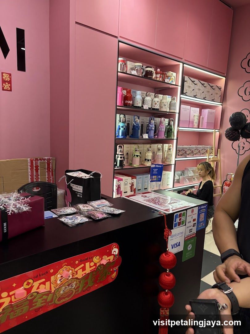 Pink Store Interior with Merchandise Display