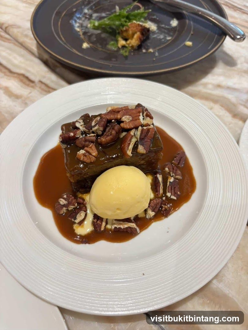 Dessert with Ice Cream and Pecans