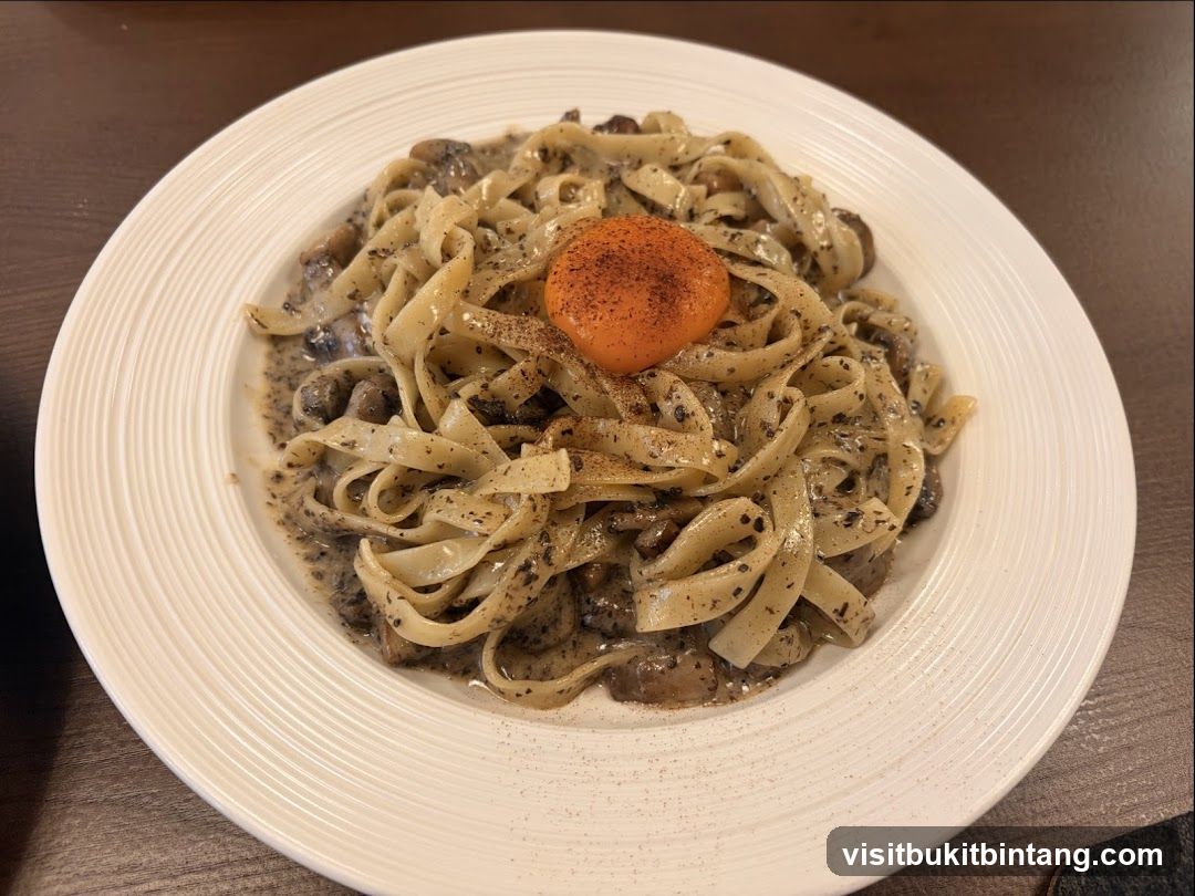 Mushroom Fettuccine with Egg Yolk