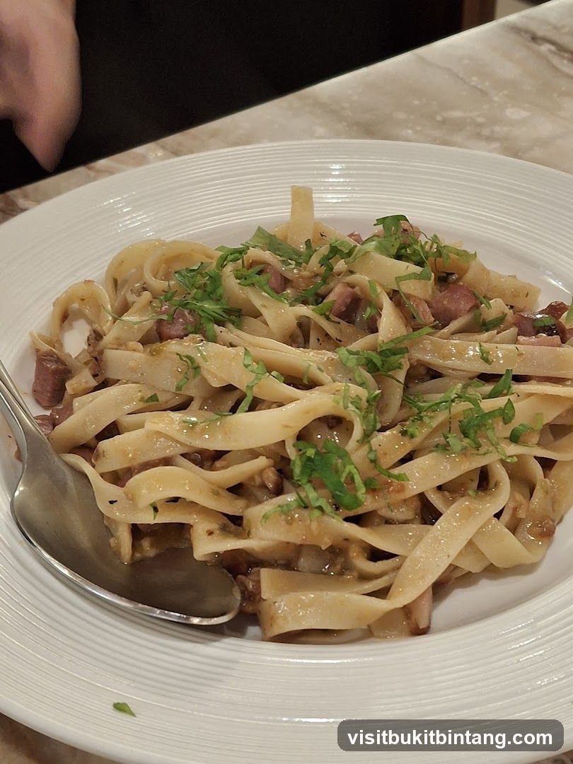 Fettuccine Pasta with Meat and Herbs