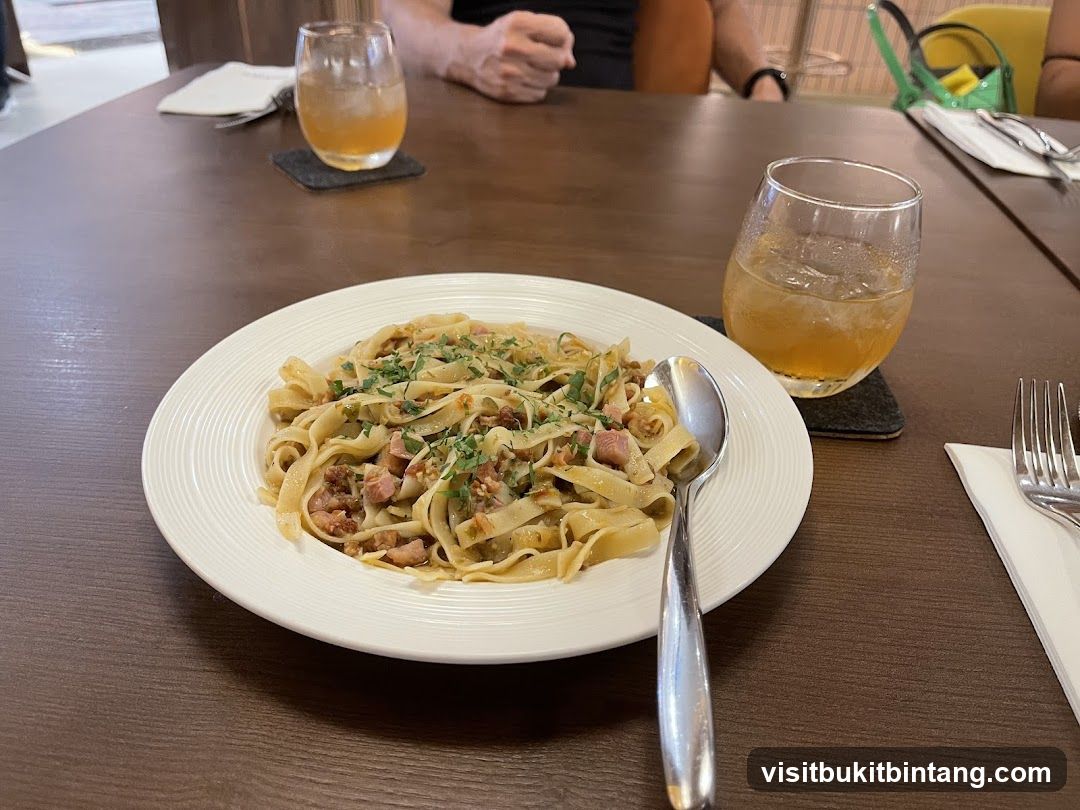 Pasta Dish with Drink