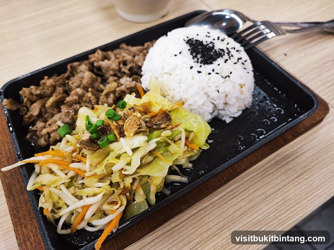 Sizzling Beef and Rice Plate