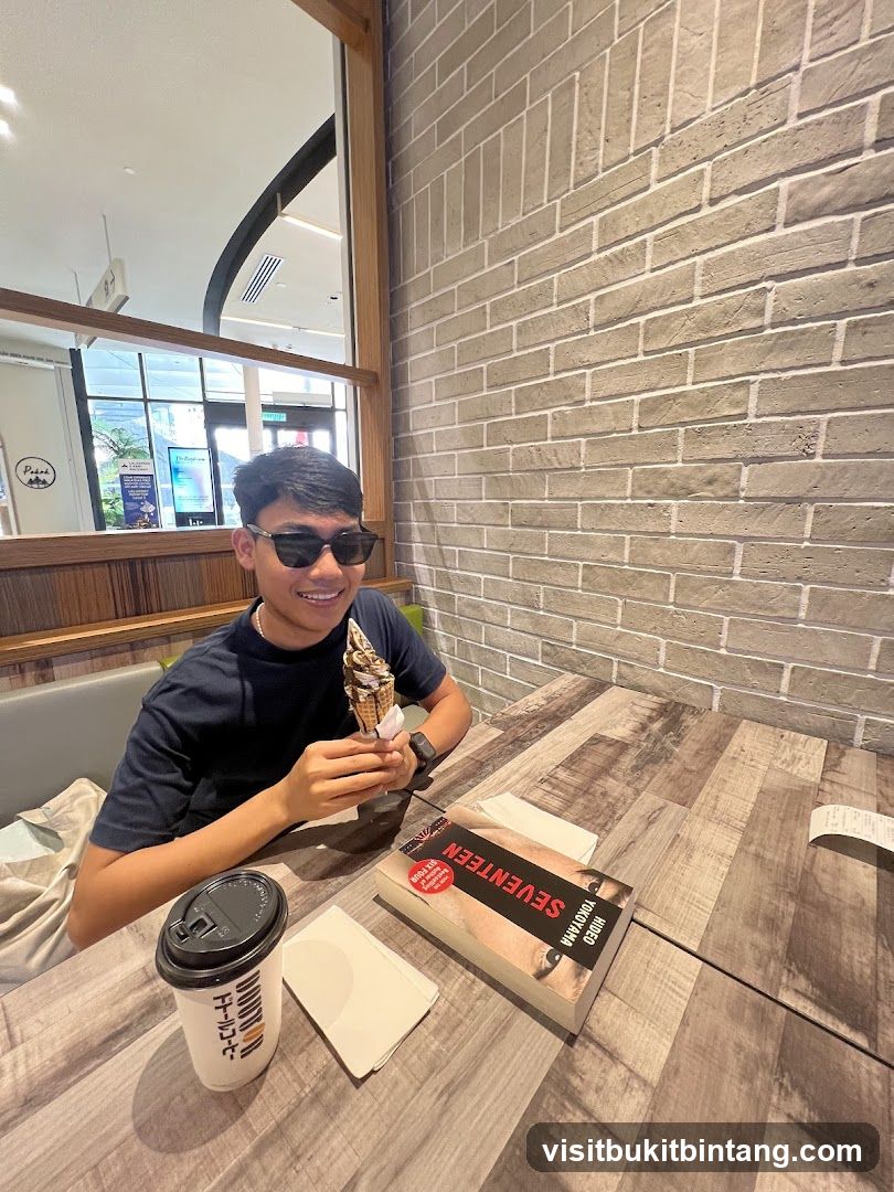 Man with Ice Cream and Coffee