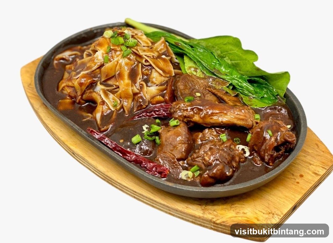 Sizzling Noodles with Meat and Greens