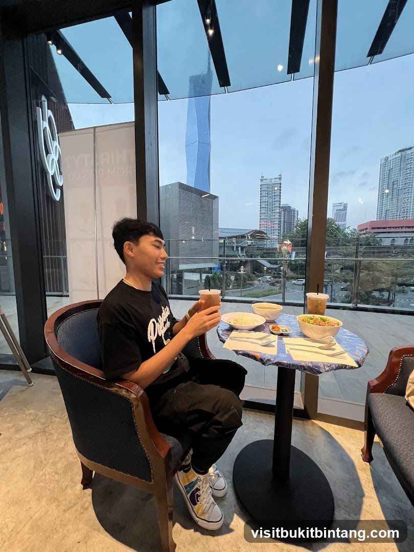 Man Enjoying a Meal at a Cafe