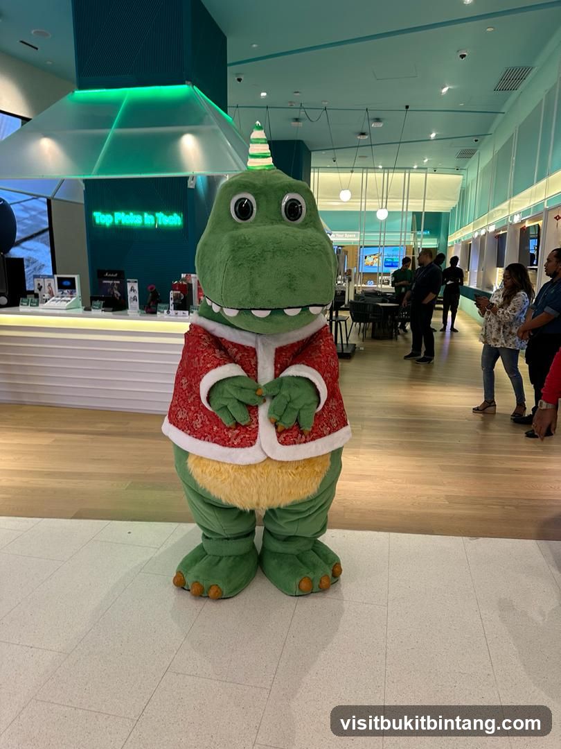 Dinosaur Mascot in Festive Attire