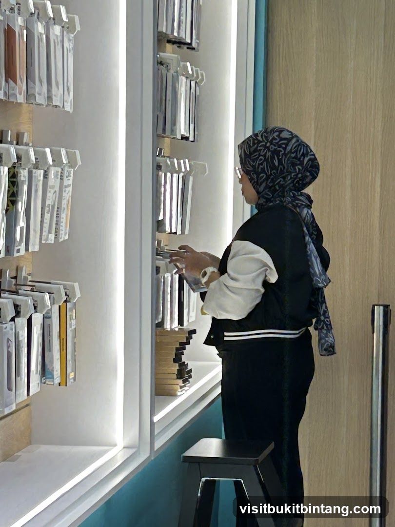 Customer browsing phone cases