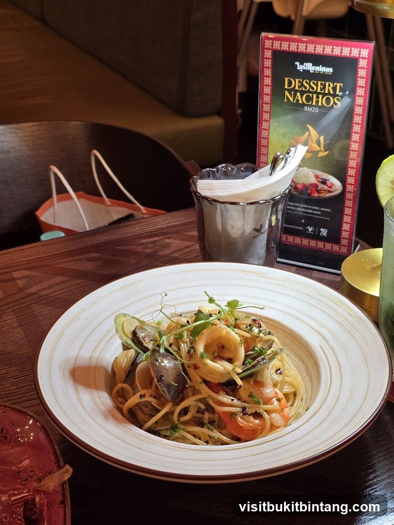 Seafood Pasta and Dessert Nachos Menu