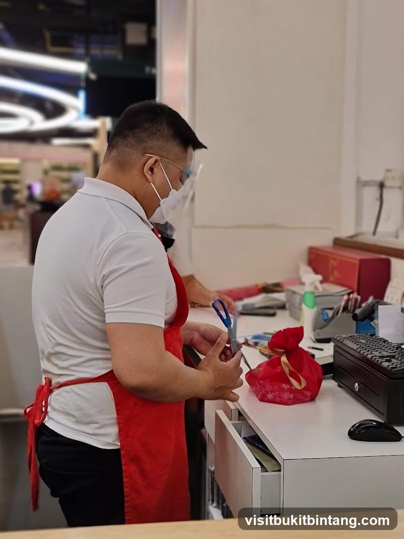 Florist preparing a gift