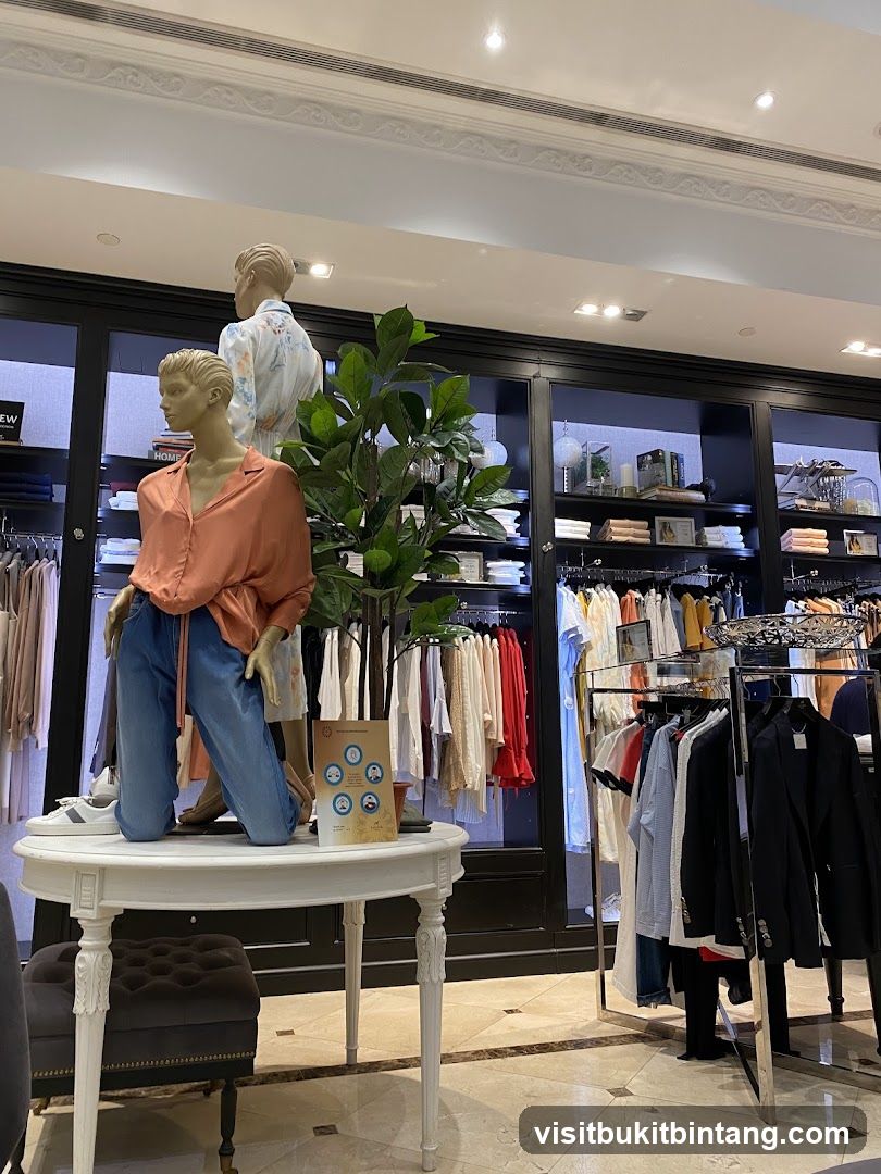 Clothing store display with mannequins