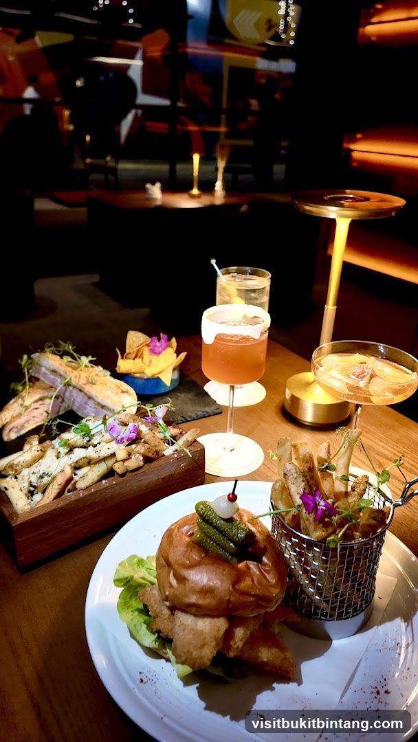 Burger and Fries with Cocktails