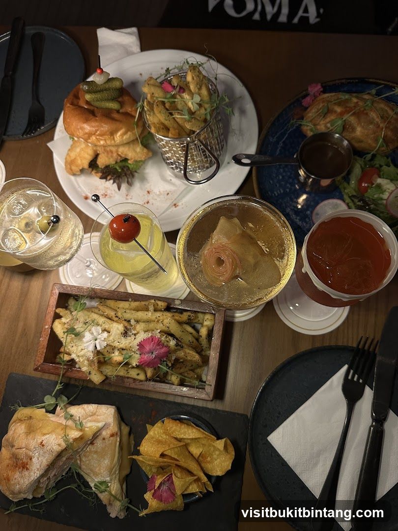 Table with food and drinks