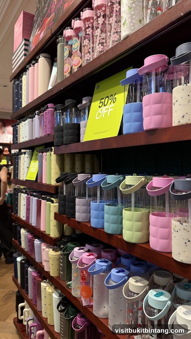 Water Bottles on Shelves