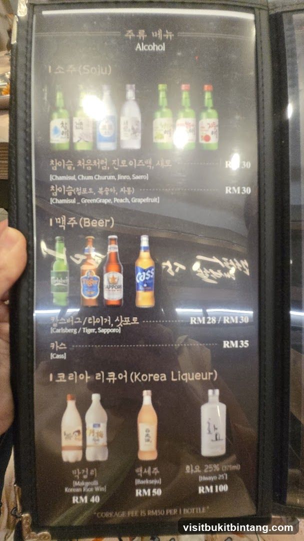 Alcohol Menu