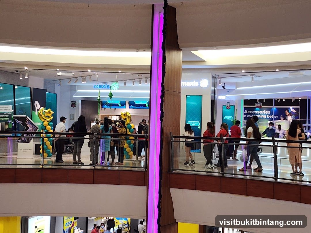 People queuing at a store in a mall