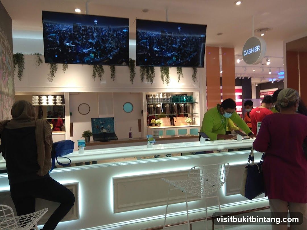 Cashier counter with customers