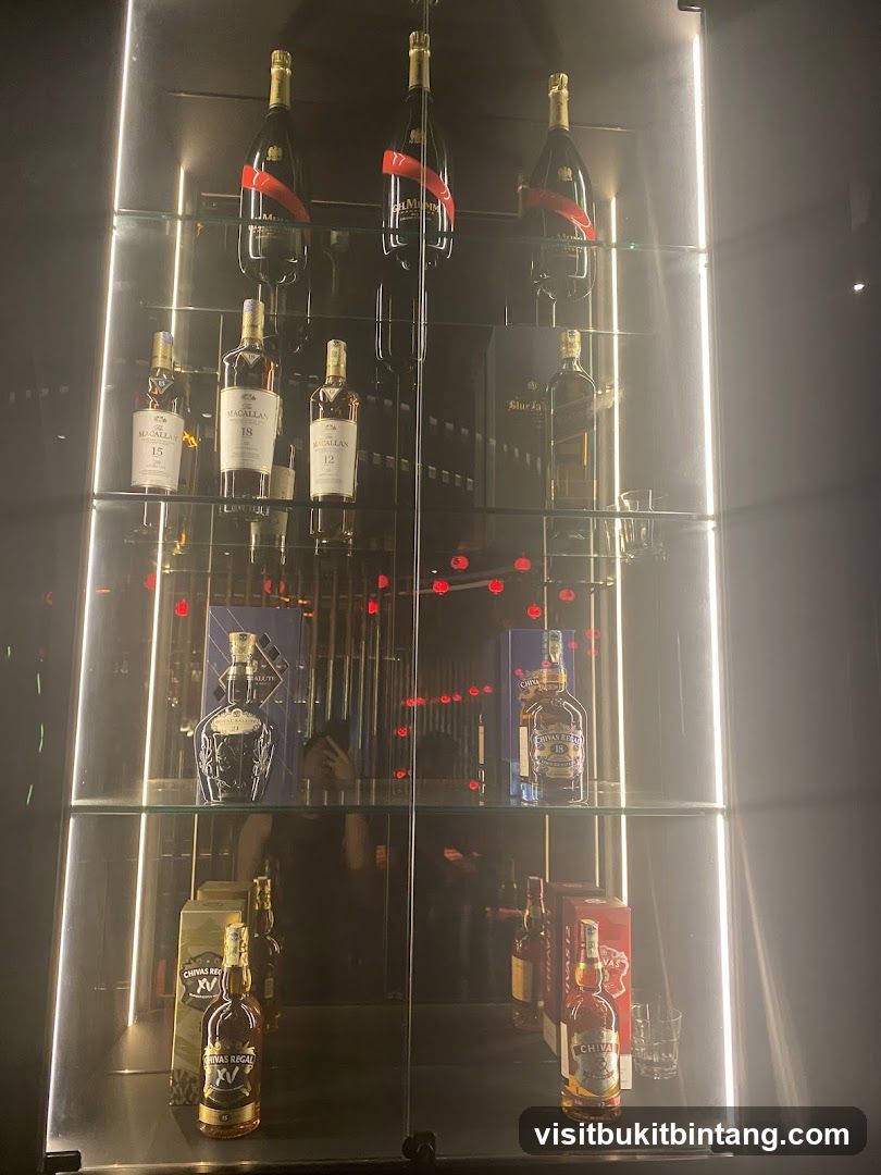 Display Cabinet with Alcohol Bottles