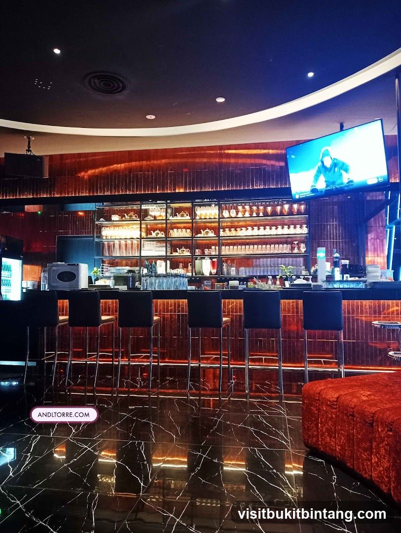 Bar Interior with Stools and Shelving