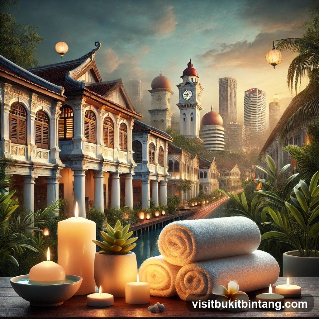 Spa Scene with Cityscape Background