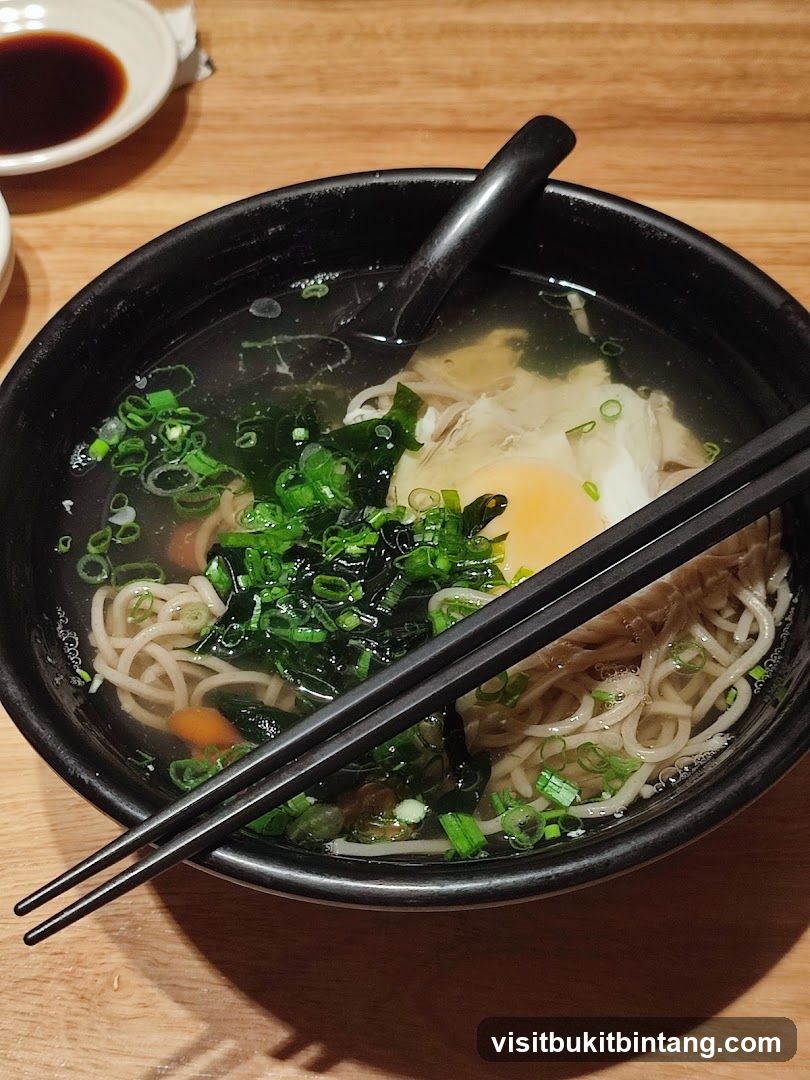Noodle Soup with Egg and Greens