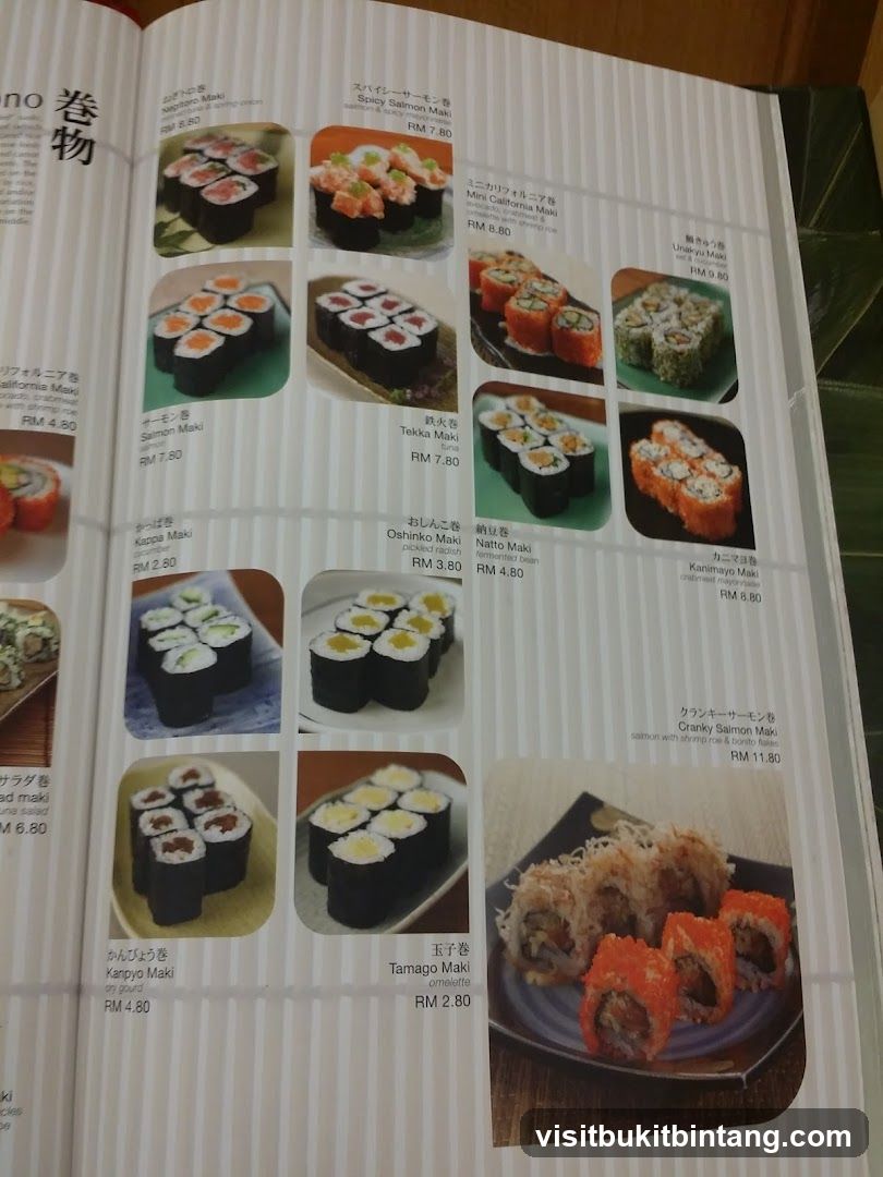 Sushi Menu
