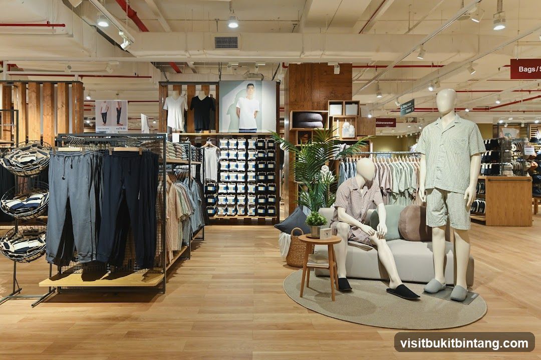 Clothing store interior with mannequins