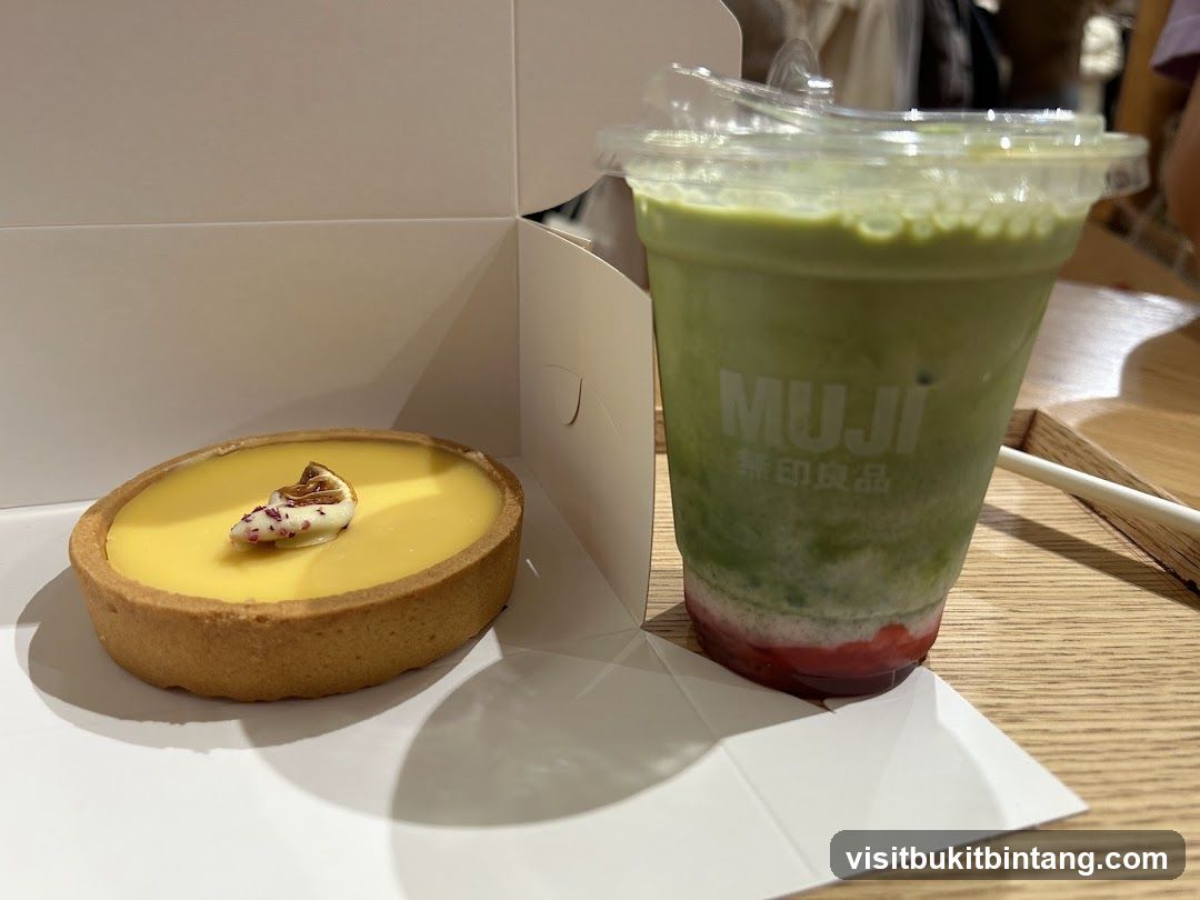 Matcha drink and tart