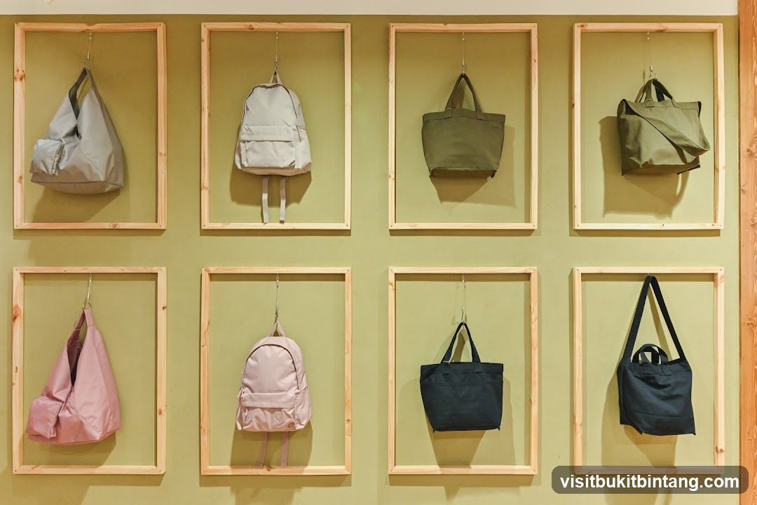 Bags displayed on a wall
