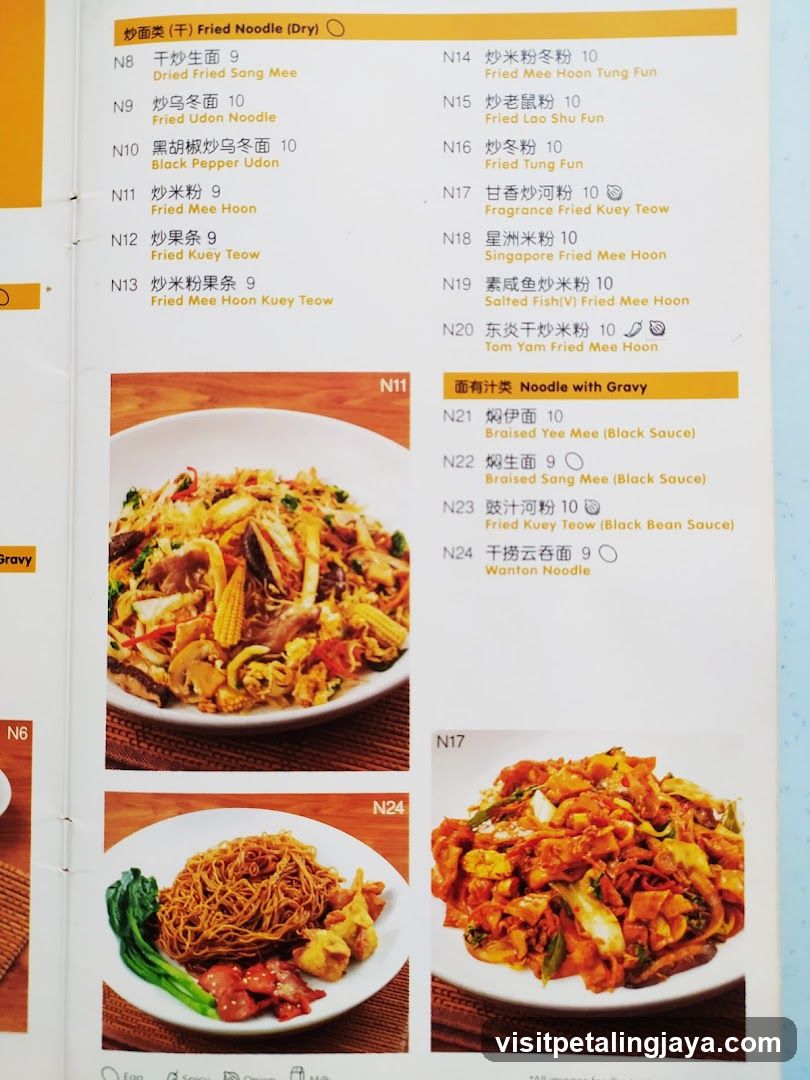 Fried Noodle Menu
