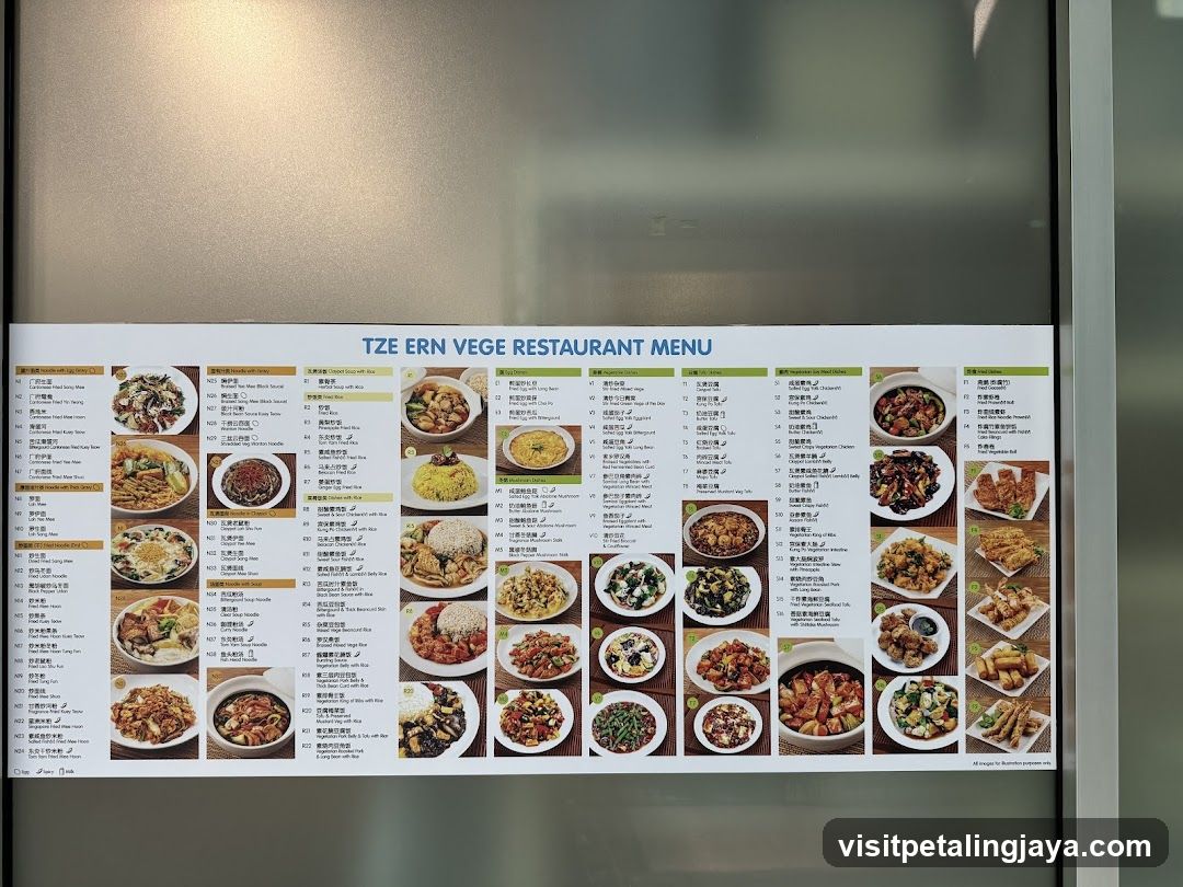 TZE ERN VEGE RESTAURANT MENU