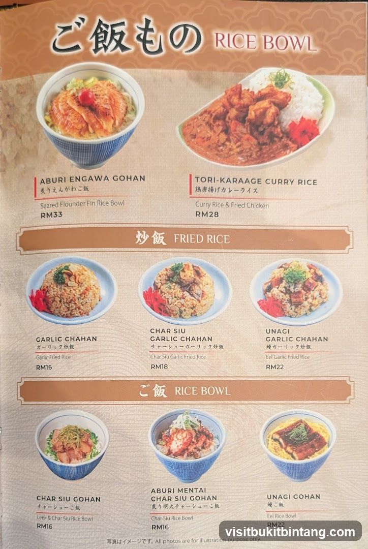 Rice Bowl & Fried Rice Menu