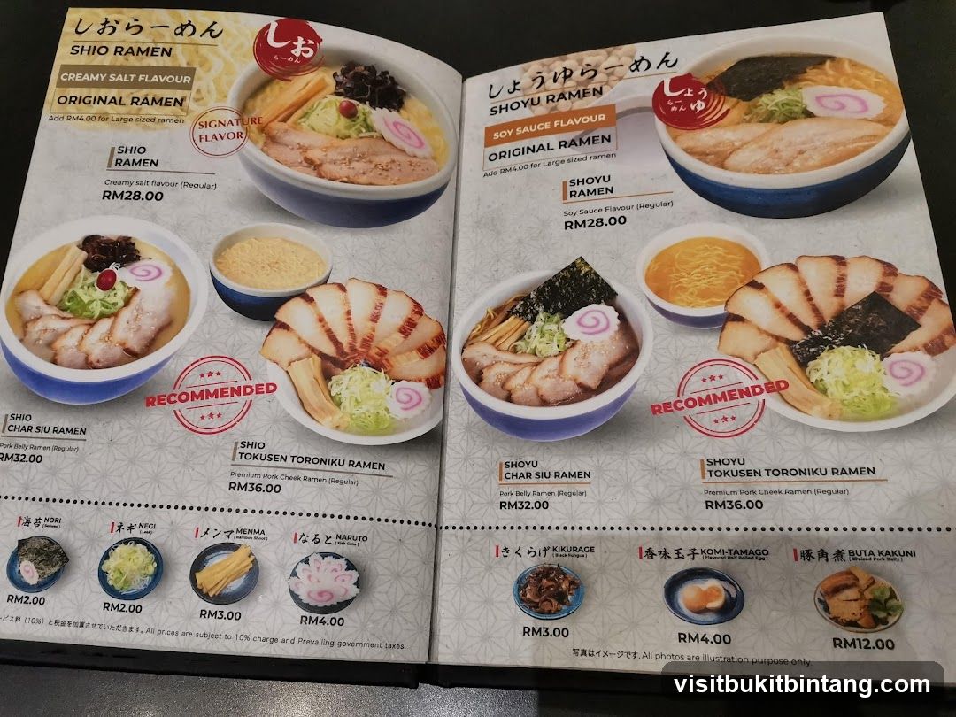 Ramen Menu