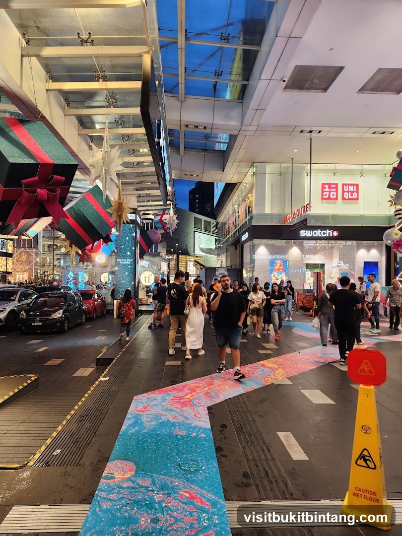 Street scene with shops and people