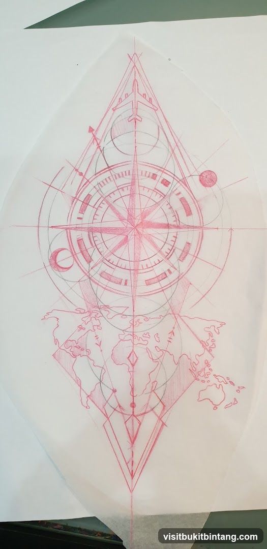 Geometric Travel Tattoo Design
