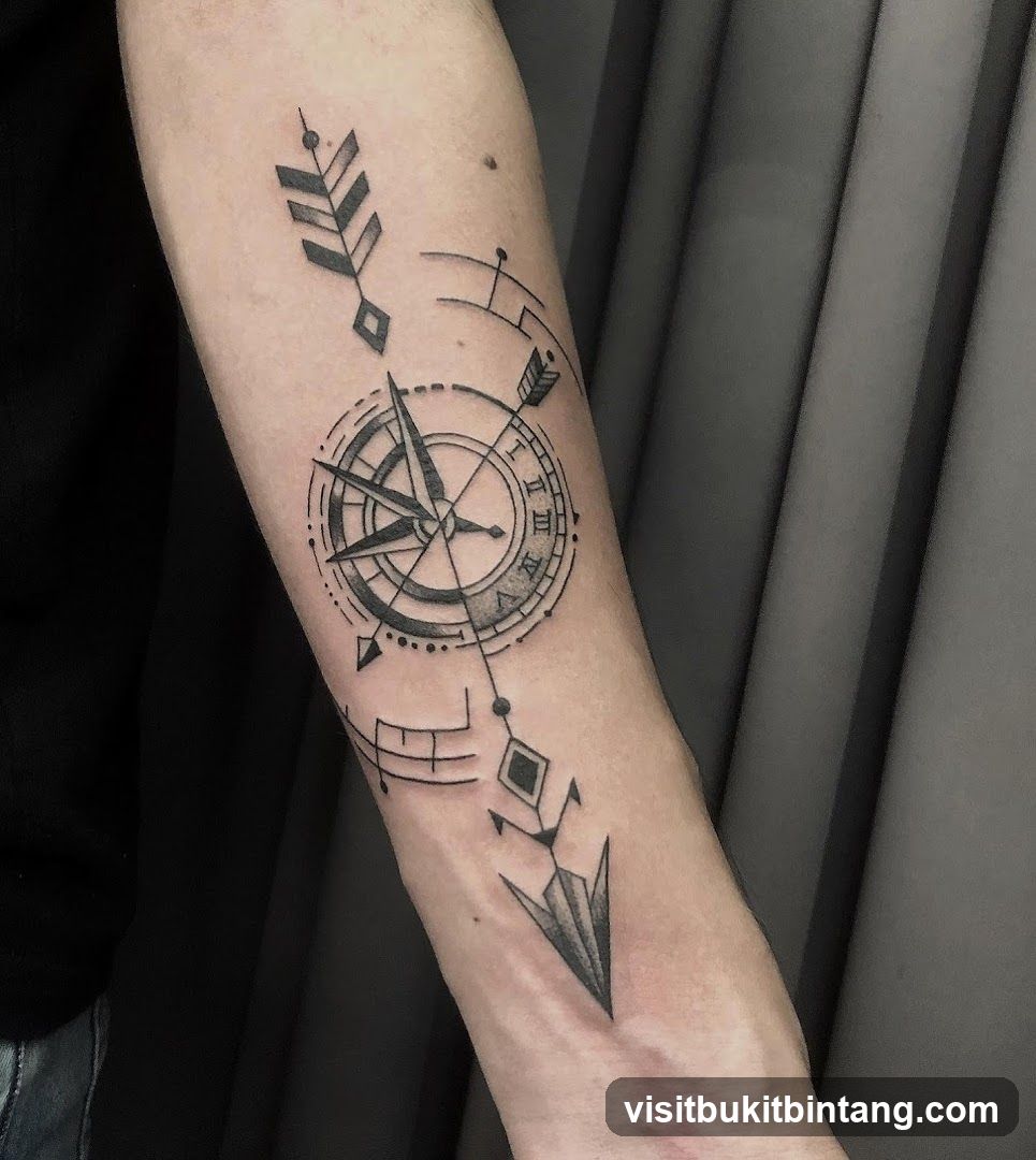 Compass and Arrow Tattoo