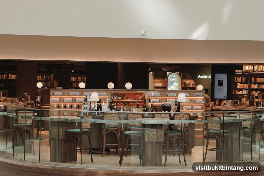 Interior of a bookstore cafe