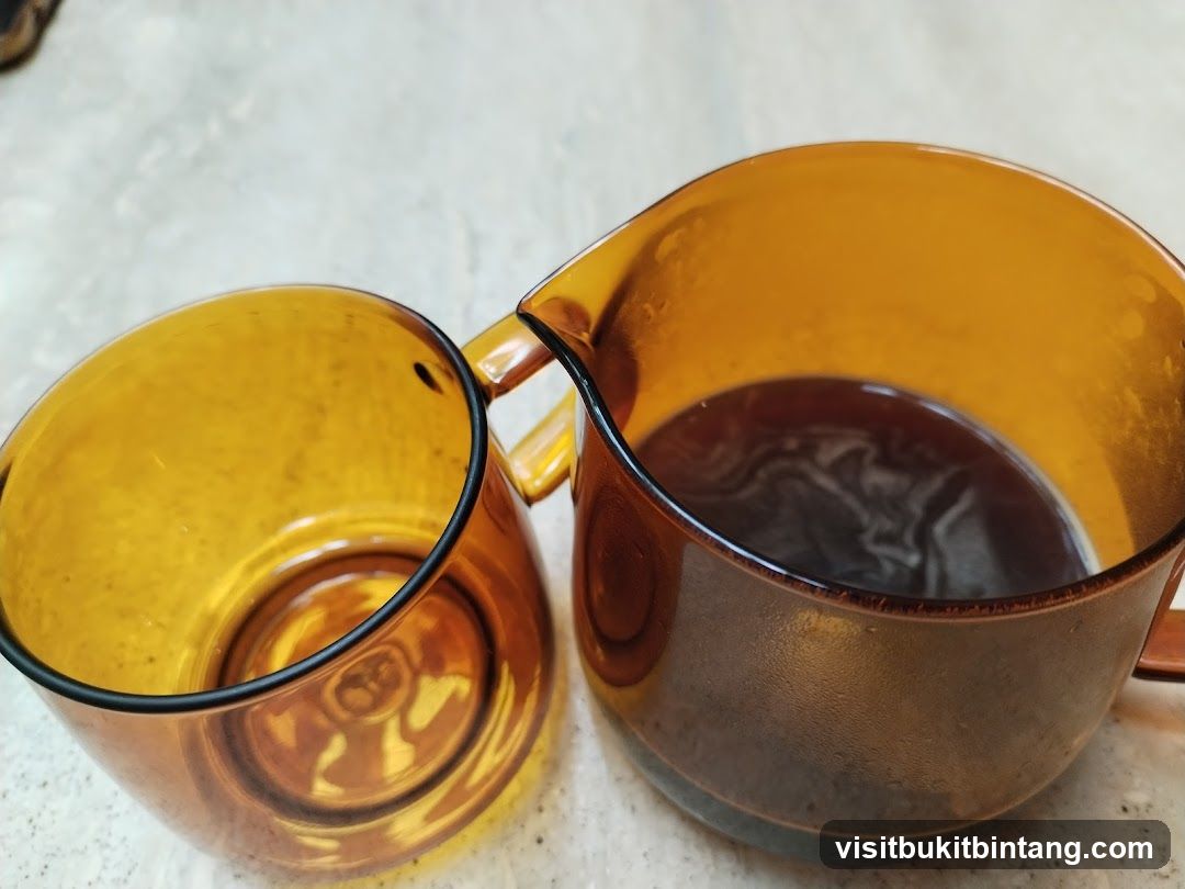 Amber Glass Pitcher and Cup