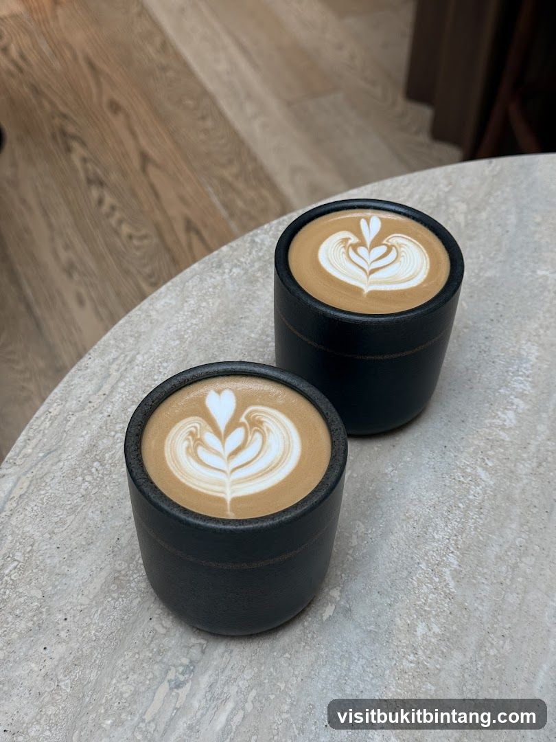 Two coffees with latte art