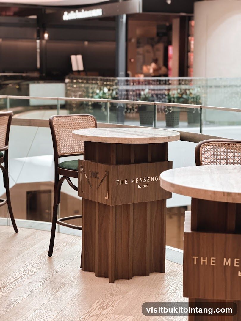 Bar tables and chairs in a mall
