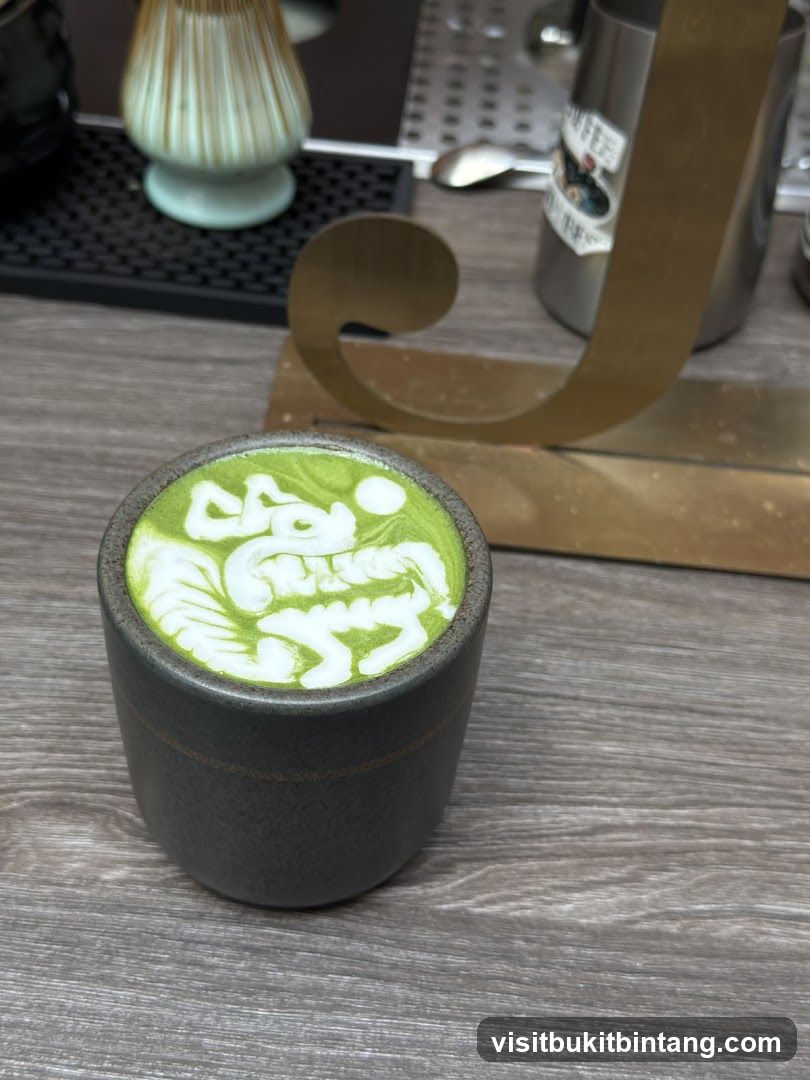Matcha latte with latte art