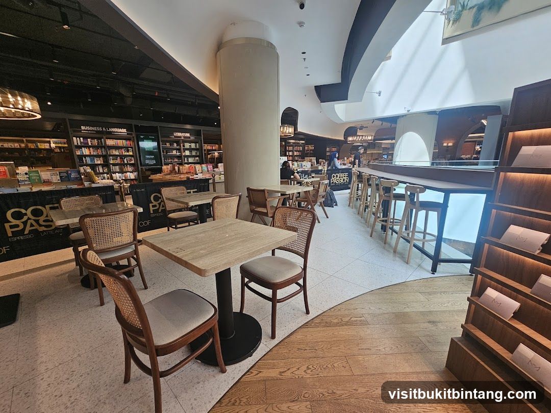 Coffee Shop Interior with Bookshelves