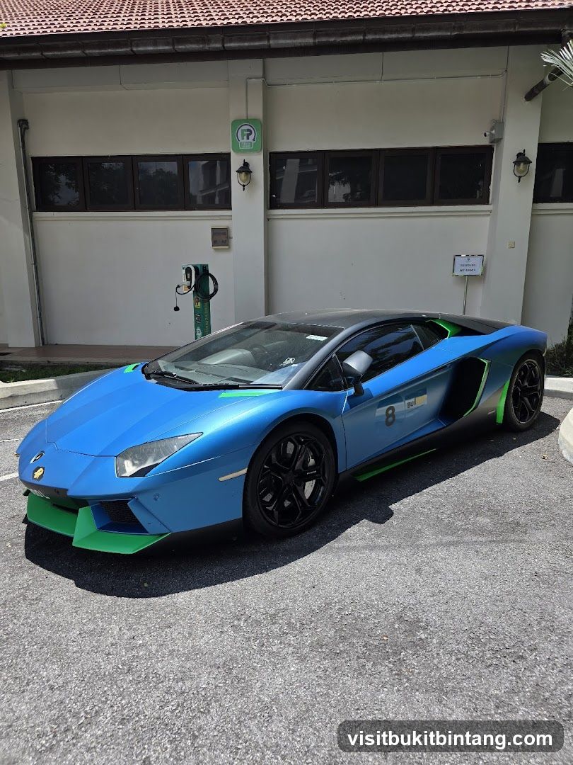 Blue Lamborghini with Green Accents
