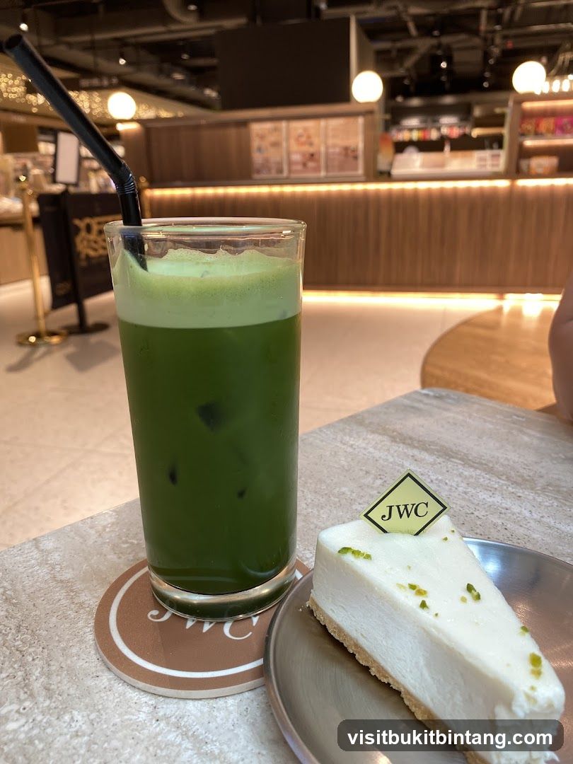 Matcha Drink and Cheesecake