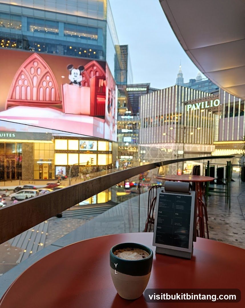 Outdoor cafe table with city view