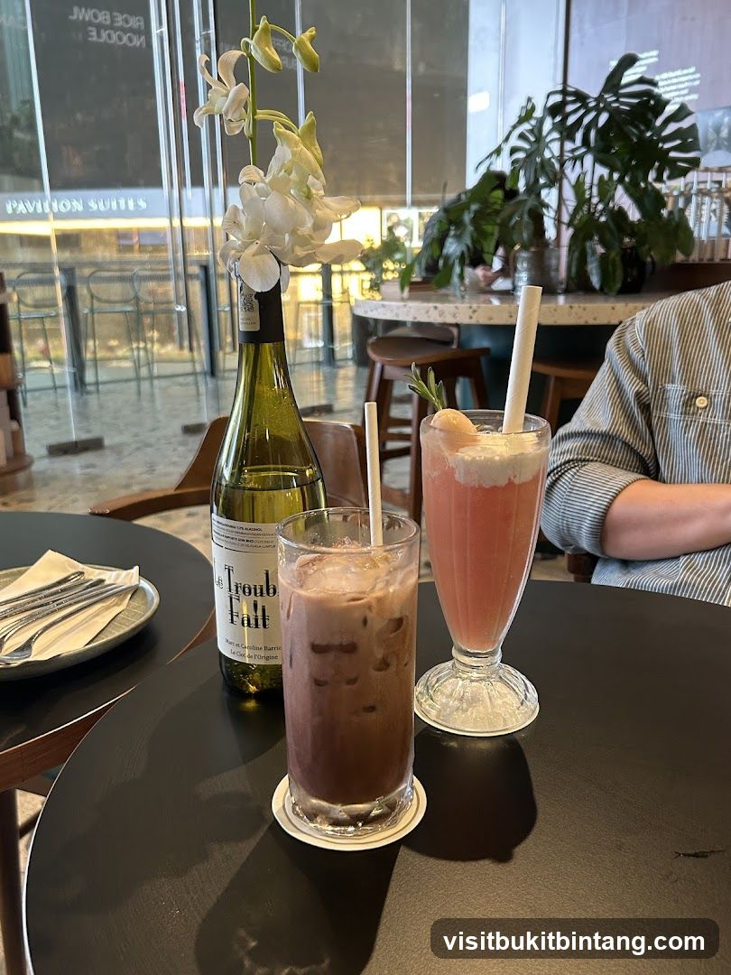 Table with drinks and flowers