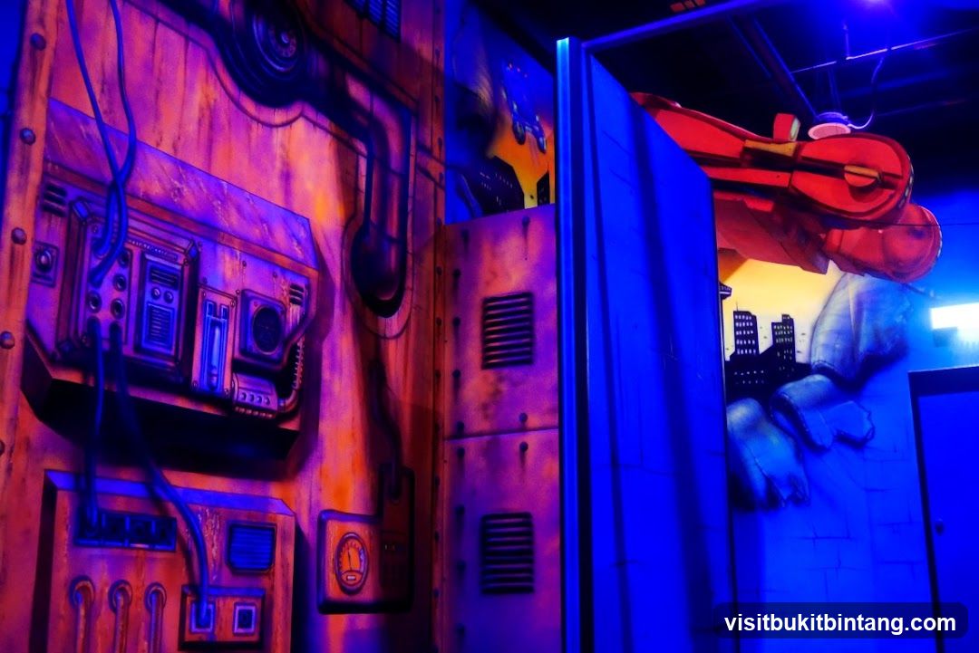 Sci-fi themed room with murals