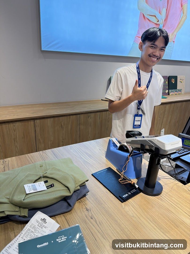 Sales associate at checkout counter