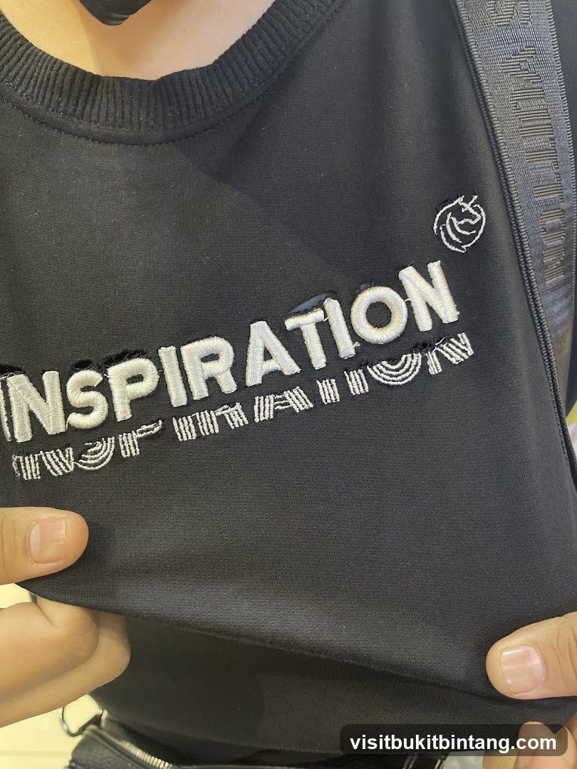 Black Sweatshirt with White Embroidery